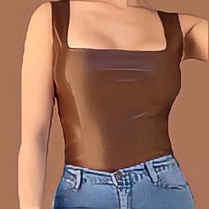 ☆ brown leather croptop ☆